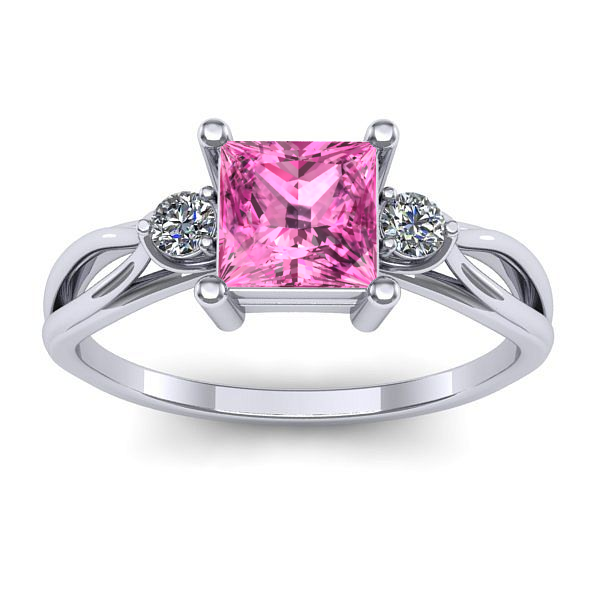 Inel cu safir roz patrat