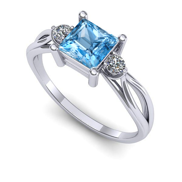 Inel din aur alb cu topaz blue