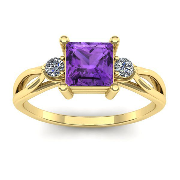 Inel cu ametist patrat