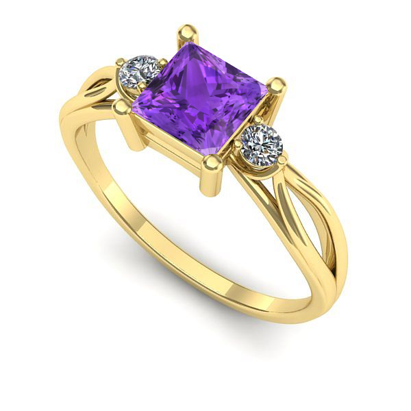 Inel din aur galben cu ametist