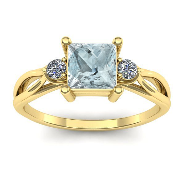 Inel logodna cu aquamarin patrat