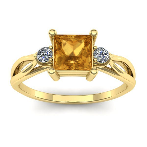 Inel de logodna cu citrin patrat