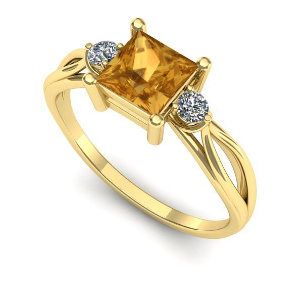 Inel din aur galben cu citrin