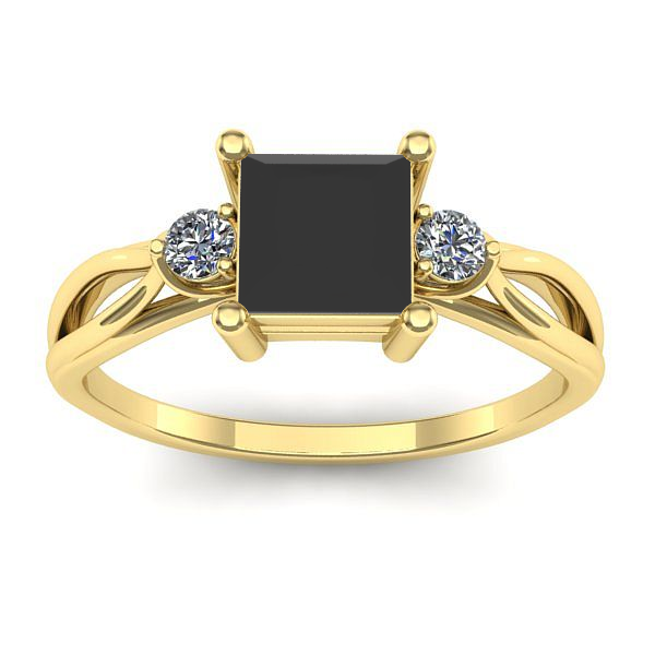 Inel de logodna cu diamant negru patrat