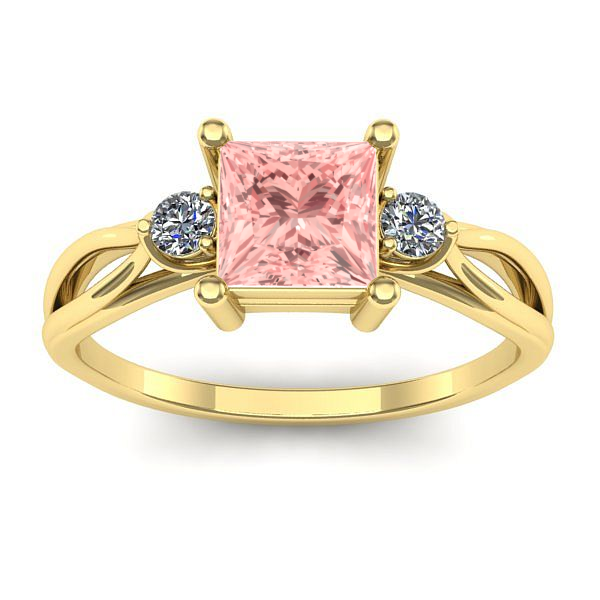 Inel de logodna cu diamant de laborator roz patrat