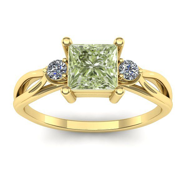 Inel de logodna cu diamant de laborator verde patrat