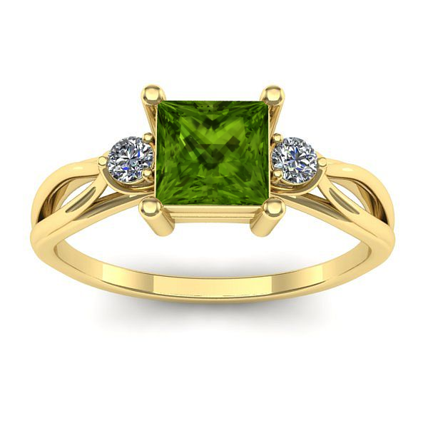 Inel cu peridot patrat