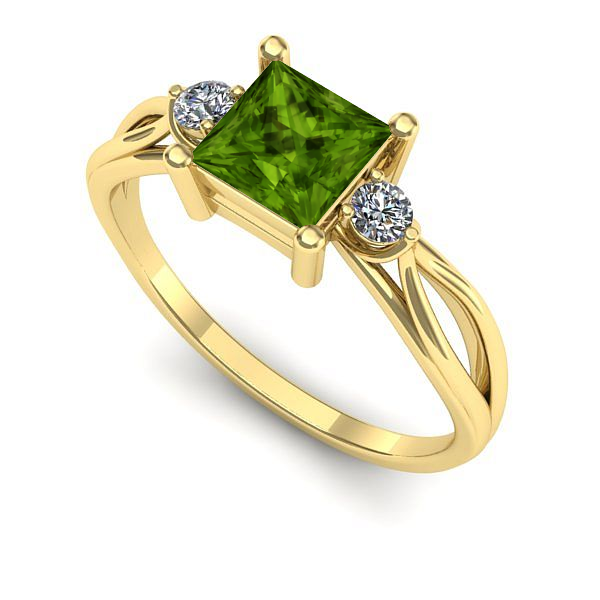 Inel din aur galben cu peridot