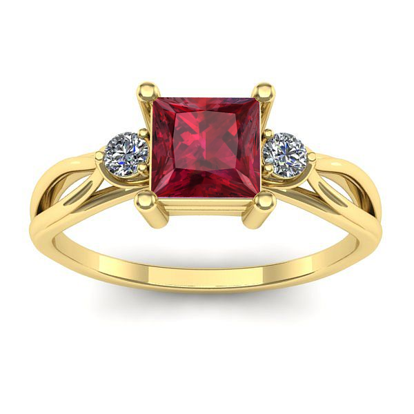 Inel logodna cu rubin patrat