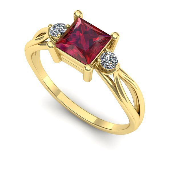 Inel de logodna din aur galben cu rubin
