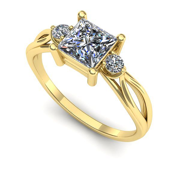 Inel din aur galben cu diamant de laborator