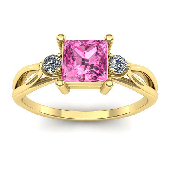 Inel de logodna cu safir roz patrat