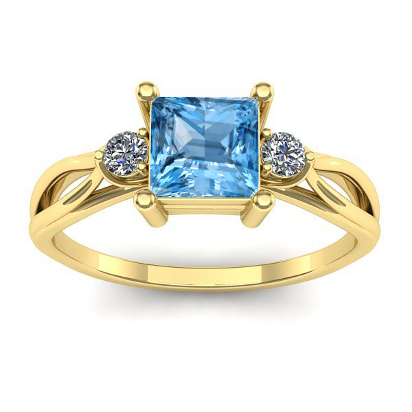 Inel logodna cu topaz blue patrat