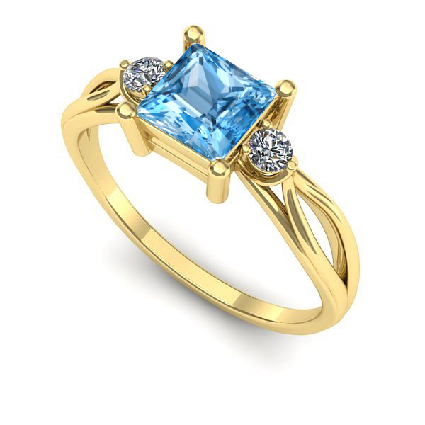 Inel logodna din aur galben cu topaz blue