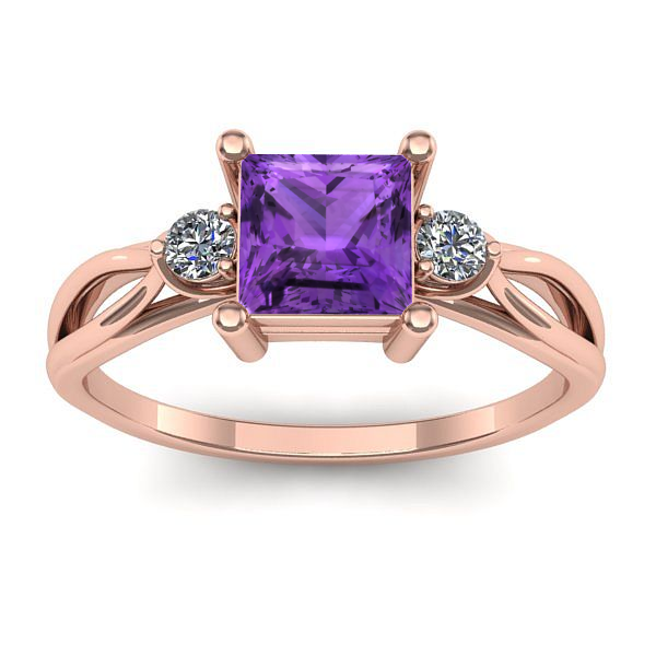 Inel cu ametist patrat