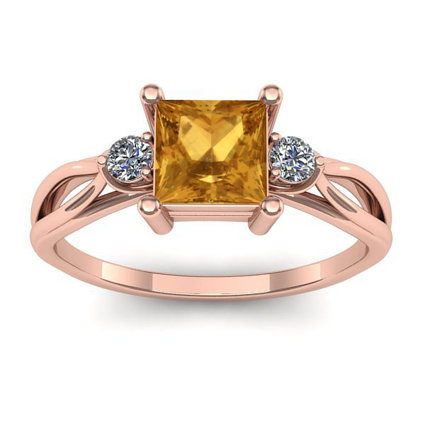 Inel cu citrin patrat