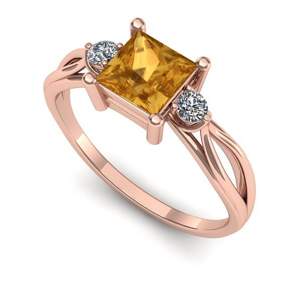 Inel logodna din aur roz cu citrin