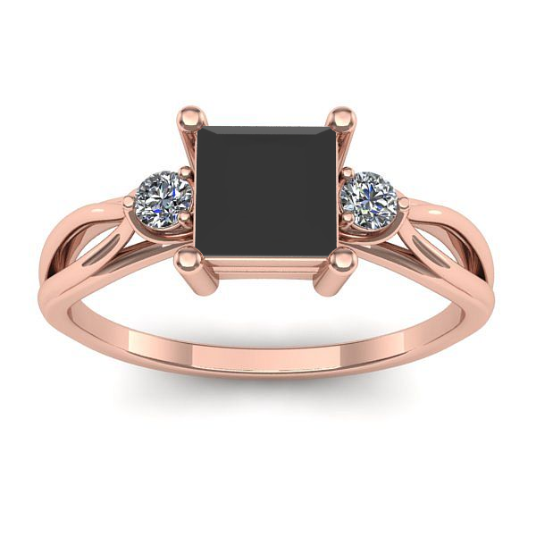 Inel cu diamant negru patrat