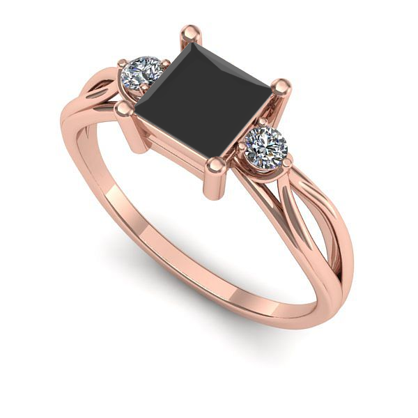 Inel din aur roz cu diamant negru