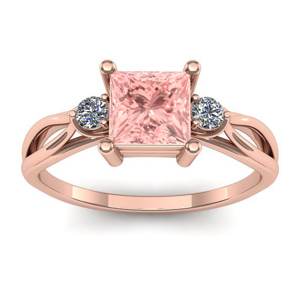 Inel de logodna cu diamant de laborator roz patrat