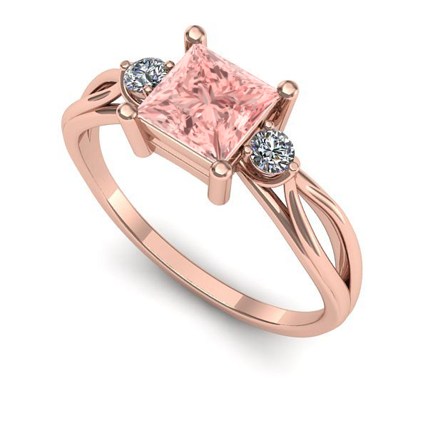 Inel de logodna din aur roz cu diamant de laborator roz