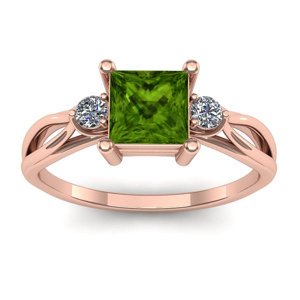 Inel logodna cu peridot patrat