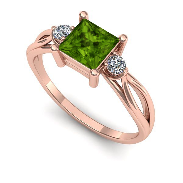 Inel logodna din aur roz cu peridot