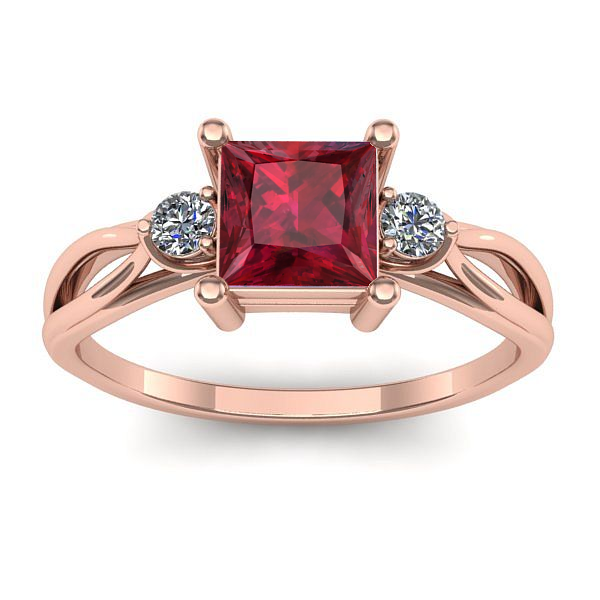 Inel cu rubin patrat