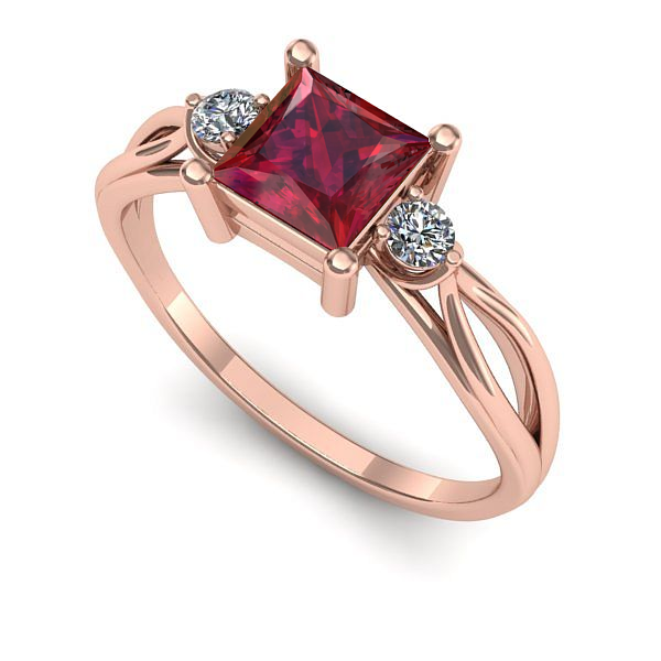 Inel din aur roz cu rubin