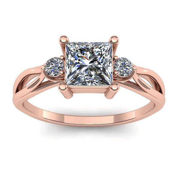 Inel cu diamant de laborator patrat