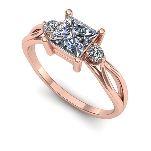 Inel logodna din aur roz cu diamant de laborator