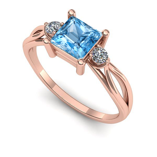 Inel logodna din aur roz cu topaz blue