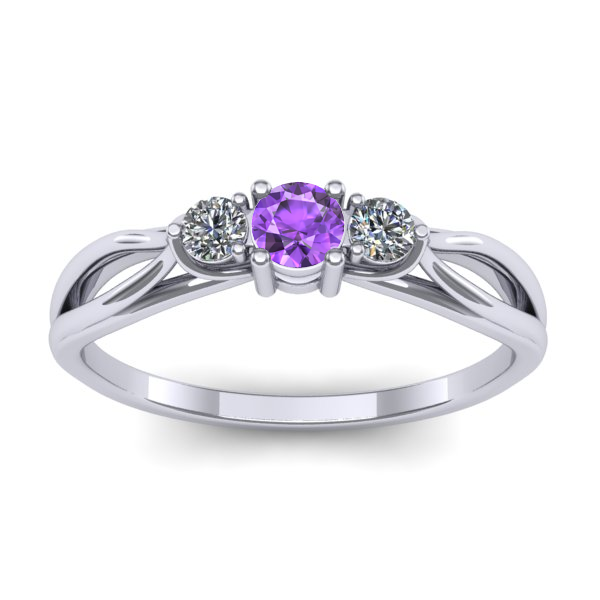 Inel de logodna cu ametist rotund