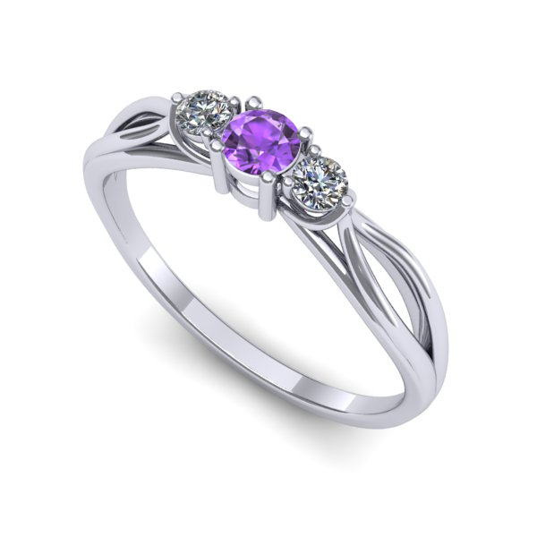 Inel de logodna din aur alb cu ametist