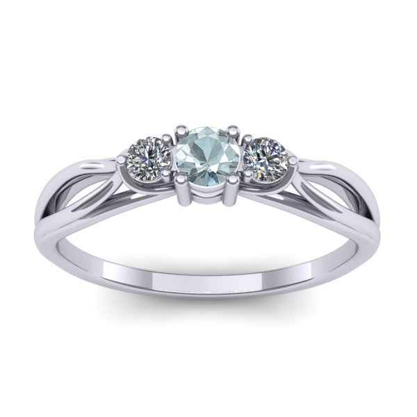 Inel logodna cu aquamarin rotund