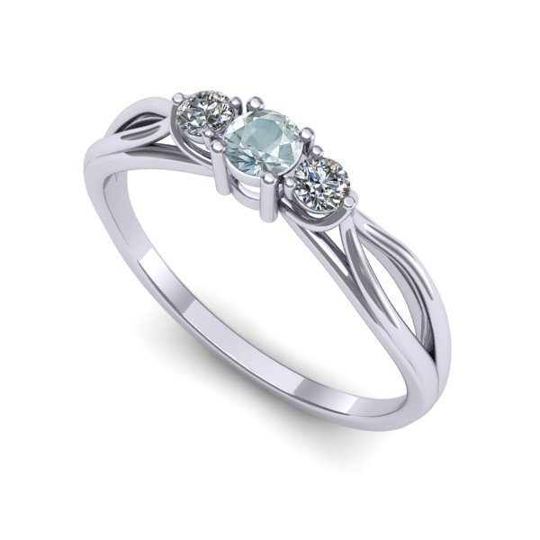 Inel din aur alb cu aquamarin