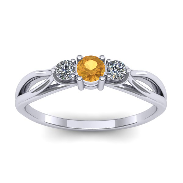 Inel de logodna cu citrin rotund