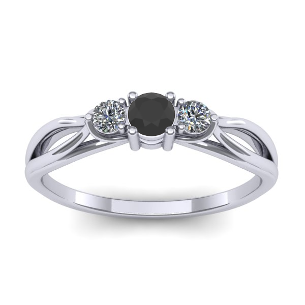Inel logodna cu diamant negru rotund
