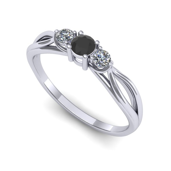 Inel din aur alb cu diamant negru