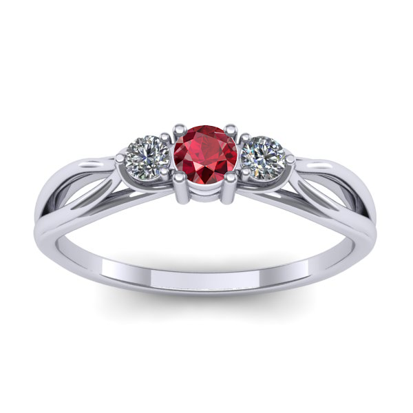 Inel de logodna cu rubin rotund
