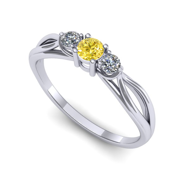 Inel logodna din aur alb cu safir galben