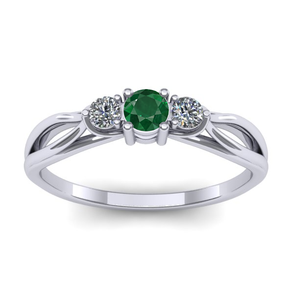 Inel de logodna cu smarald rotund