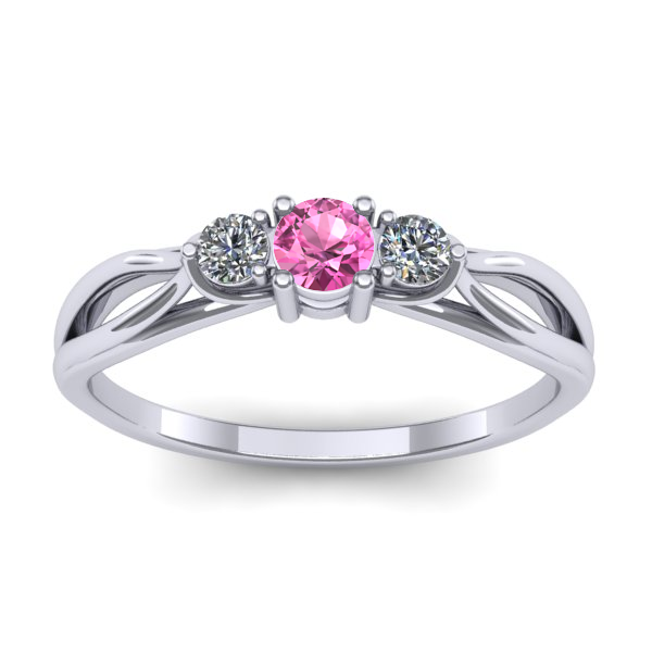 Inel logodna cu safir roz rotund
