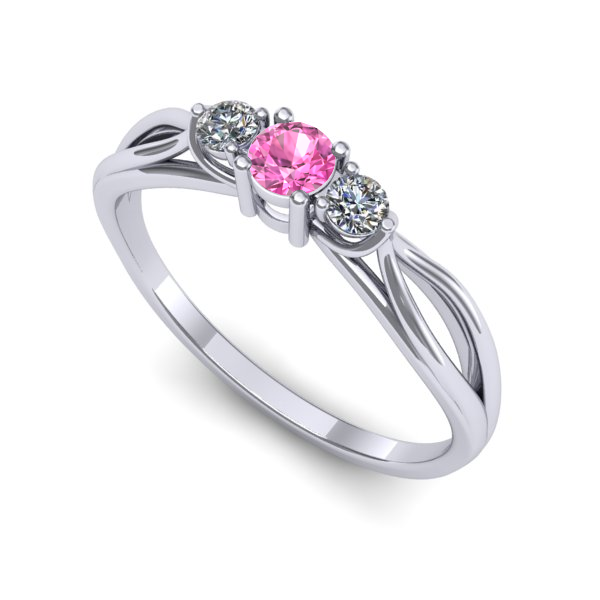 Inel de logodna din aur alb cu safir roz