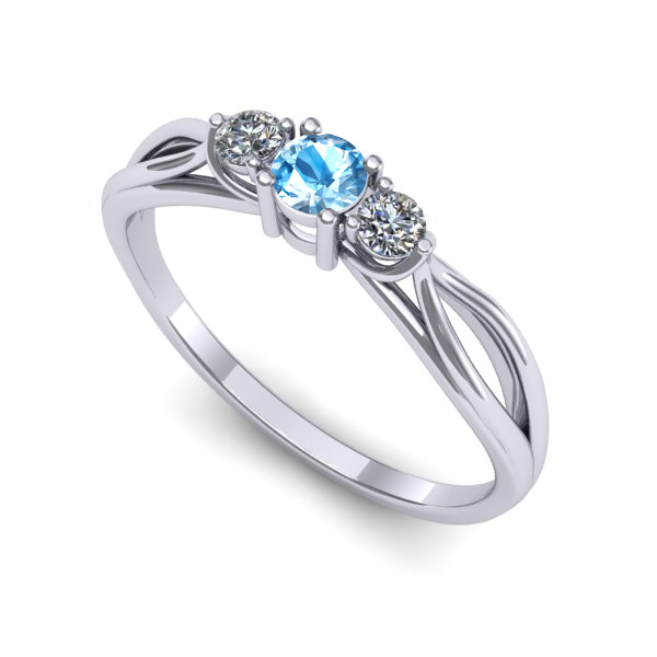 Inel de logodna din aur alb cu topaz blue