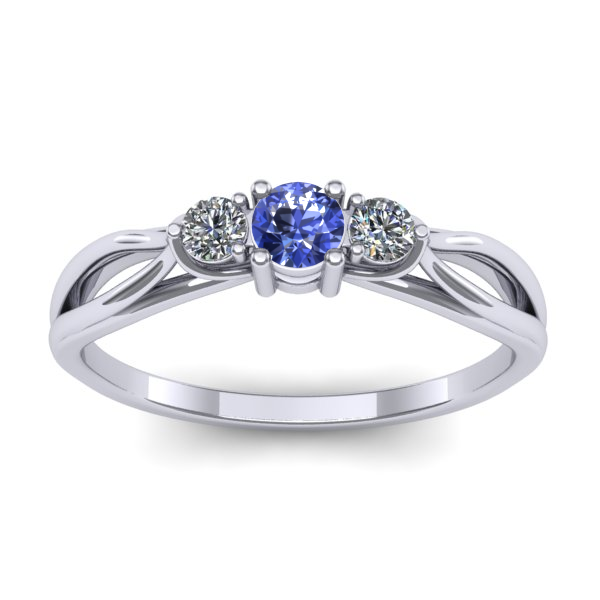 Inel logodna cu tanzanit rotund