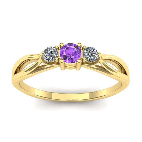 Inel logodna cu ametist rotund