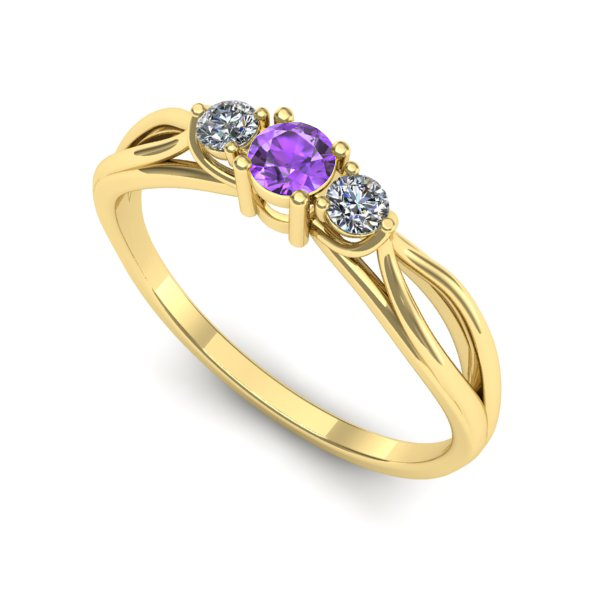 Inel de logodna din aur galben cu ametist
