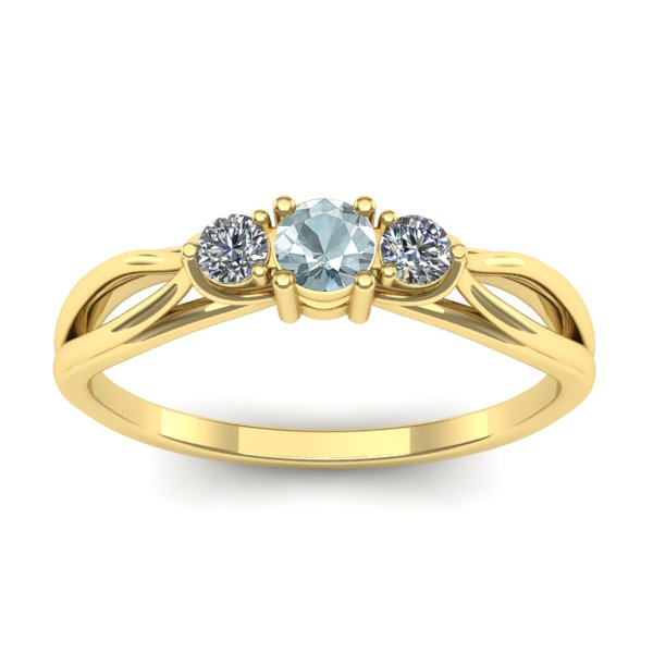 Inel de logodna cu aquamarin rotund