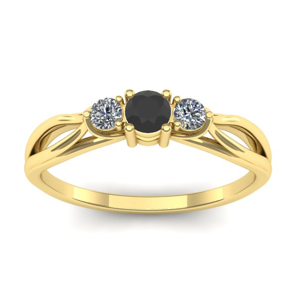 Inel logodna cu diamant negru rotund